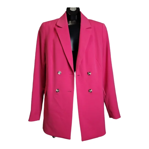 Nine West 80's hot pink fuchsia oversized Barbie Blazer jacket shoulder pads 4 - Picture 4 of 17